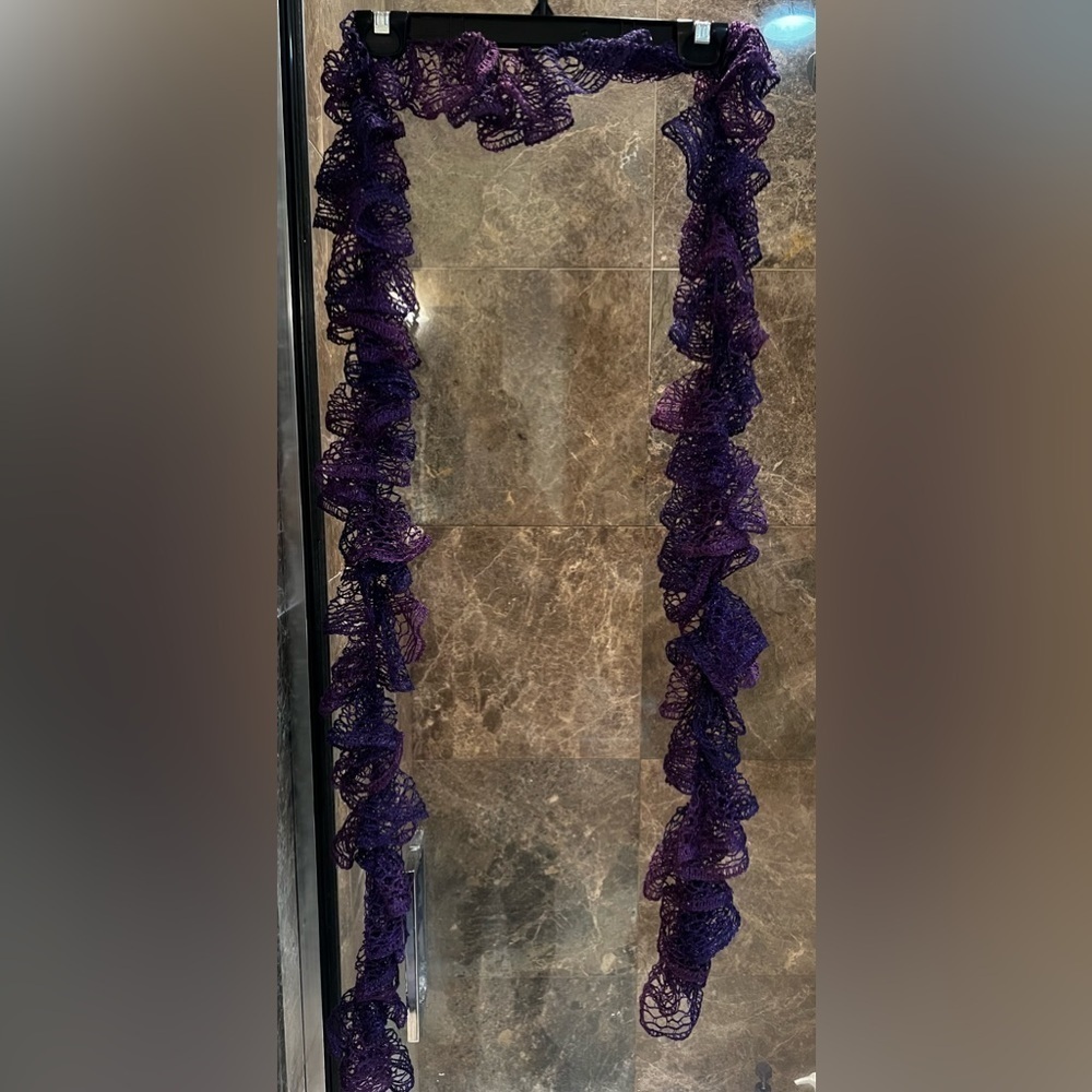 🍁Handmade Purple Crochet Ruffle Scarf